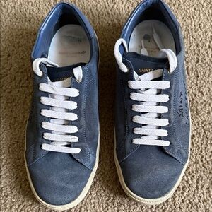 Saint Laurent Men's Navy and White Sneakers